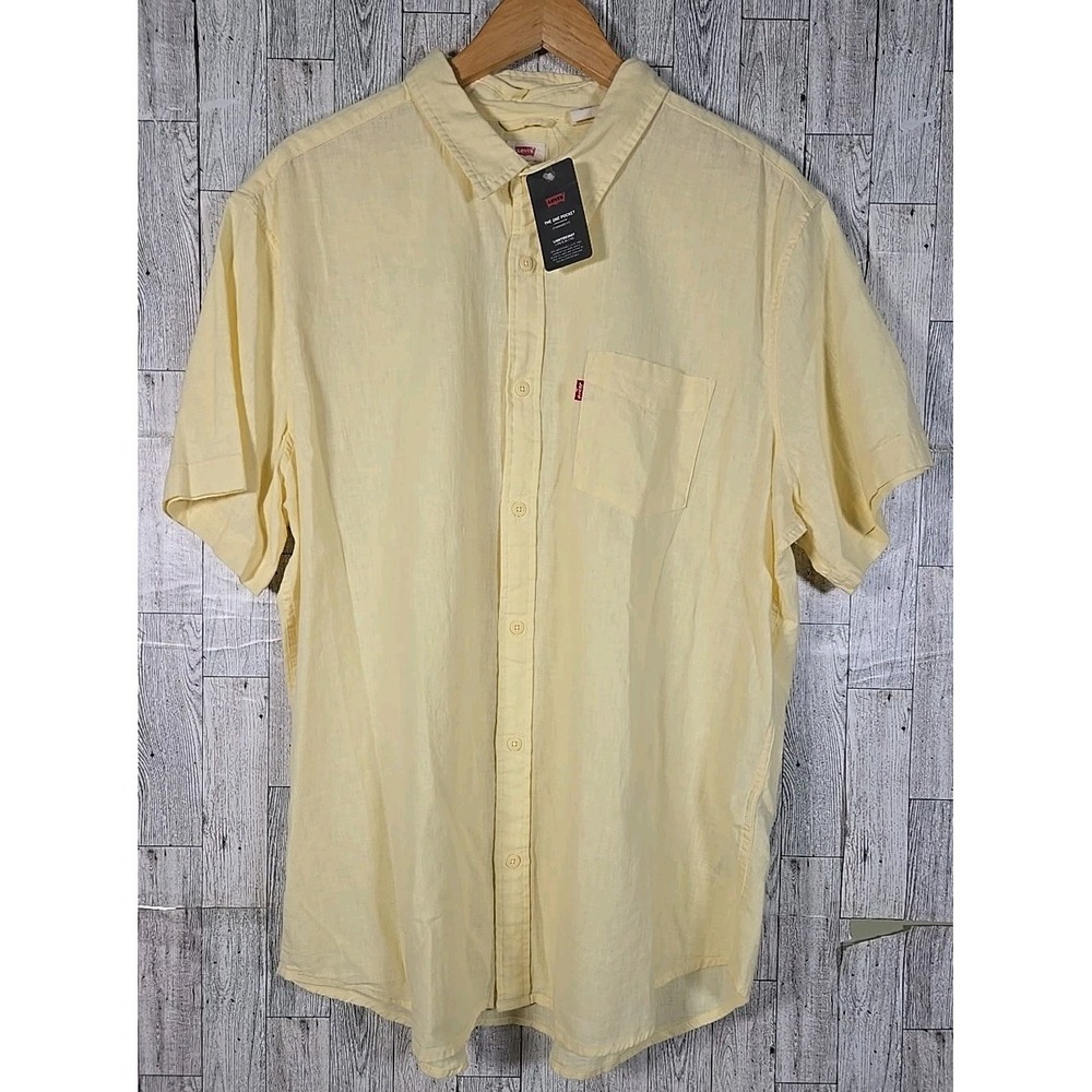 Levi's Mens Shirt X-LARGE Standard Fit Short Sleeve Button Down Yellow NEW